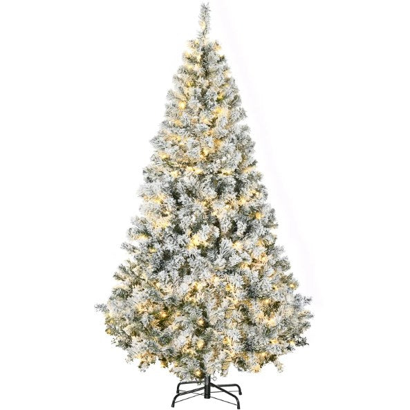 English Elm Christmas Flocked Artificial Tree with 220 Warm Led Lights Snow Frosted Pvc Branches T3971P419616