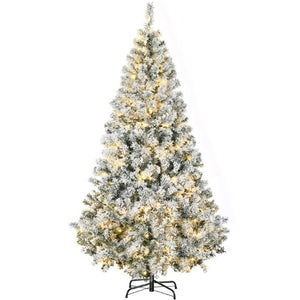 English Elm Christmas Flocked Artificial Tree with 220 Warm Led Lights Snow Frosted Pvc Branches T3971P419616