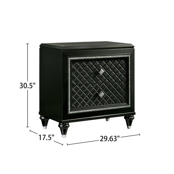 English Elm 2 Drawer Nightstand with Ample Storage and Inset Handles, Contemporary Wooden Bedside Table with Sturdy Legs and Wide Display Top Metallic Grey B016P251578