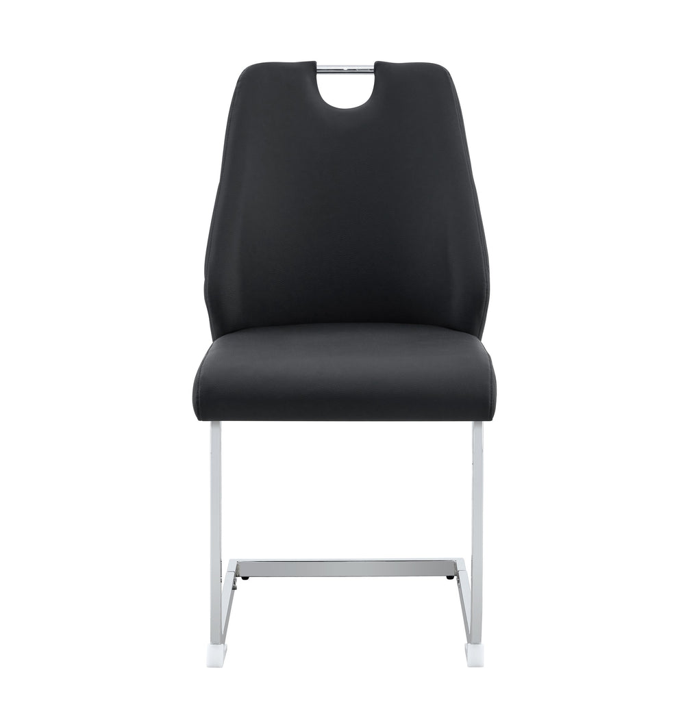 English Elm Dining Chairs Set Of 2 - Elegant Black Faux Leather With Gold Accents, Perfect For Modern Spaces! W3493P359722