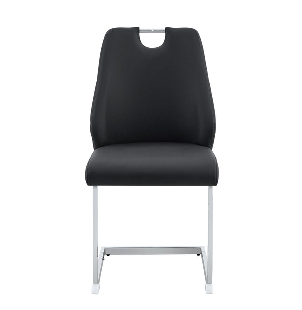 English Elm Dining Chairs Set Of 2 - Elegant Black Faux Leather With Gold Accents, Perfect For Modern Spaces! W3493P359722