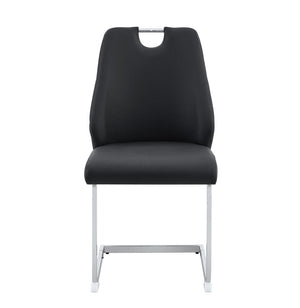 English Elm Dining Chairs Set Of 4, Modern Black Faux Leather With Gold Mesh, High-Back Comfort For Any Room W3493P356395