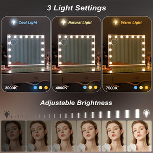 English Elm Vanity Mirror With Lights & Bluetooth Speaker - 15 Led Bulbs, Usb Port, 3 Color Modes, Stylish & Functional W3660P373019-GIGA
