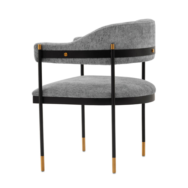 English Elm Lia Metal Chenille Armchair with Brushed Gold Accents, Floating Back Design, Luxurious Comfort Grey B365P397747