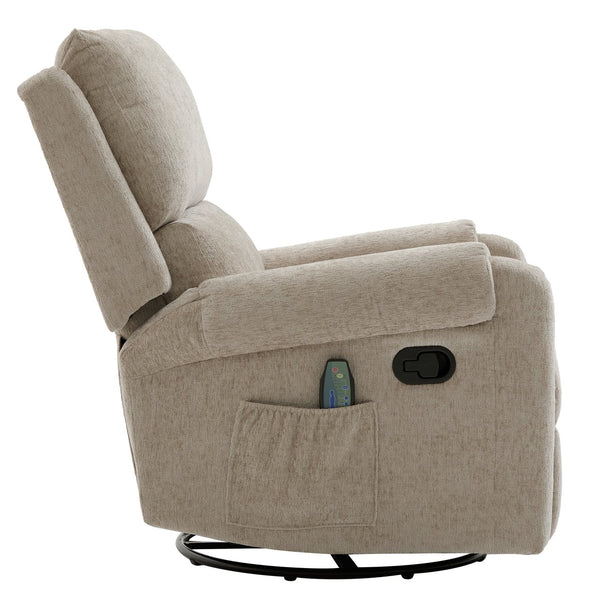 English Elm Manual Recliner Swivel Rocker Massage Chair Chenille Nursery and Living Room Seat Oatmeal N763P347287O