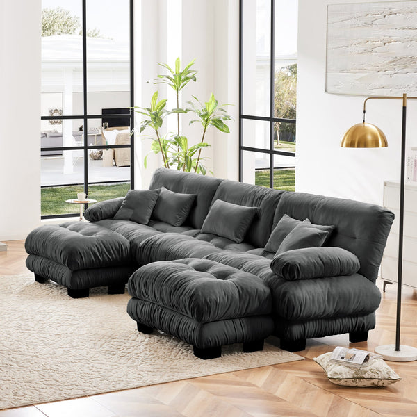 English Elm Luxury Modular Sectional Sofa - Oversized U-Shaped Cloud Couch With Ottomans For Ultimate Comfort W714S01021