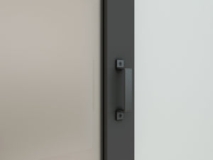 English Elm 30 in Matte Black Steel Sliding Barn Door Frosted Glass Privacy Panel with Hardware B2763P483231