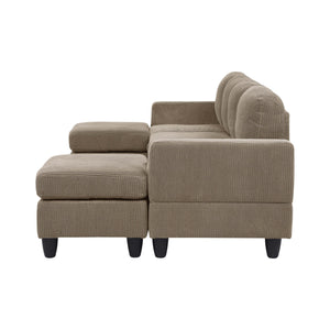 English Elm Savannah Corduroy Modular Sectional with Matching Ottoman for Contemporary Living Rooms Camel B343S00047