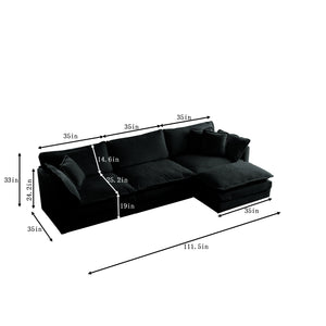 English Elm Free Oversized Modular L-Shaped Sectional Sofa With Reversible Ottoman - Cozy Chenille Comfort, Black W714S00629