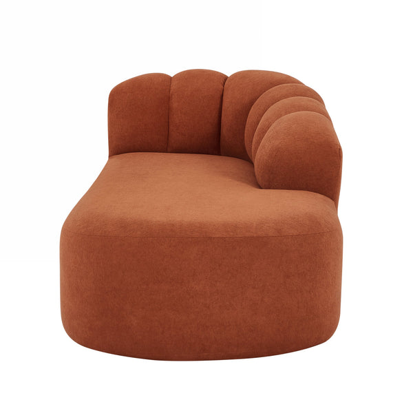 English Elm 80" Curved Sofa Scalloped Bubble Back Polyester Upholstered Modern Living Room Seating Dark Orange N771P397555C