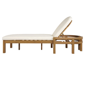 English Elm Trexm Outdoor Acacia Wood Reclining Chaise Set Poolside Patio Lounger Pair Light Teak TM000032AAD