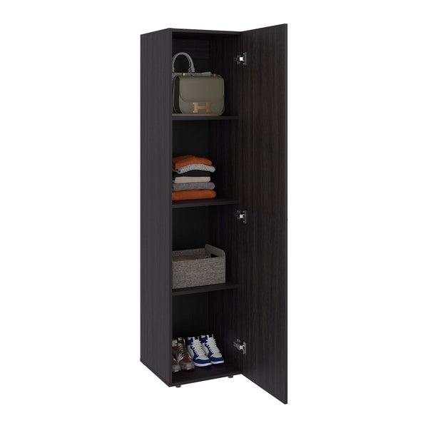 English Elm Wenge Finish Slim Four Shelf Storage Cabinet for Bedroom Hallway or Tight Spaces B062P483762