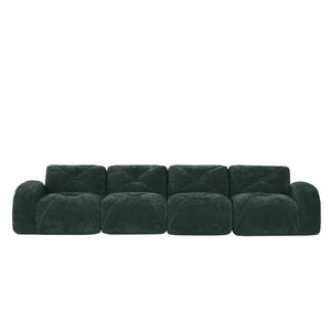 English Elm 140''soft Velvet Modular Cloud Sofa Tufted Plush Seating for Living Room or Home Theater Green W714S01615