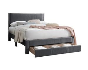 English Elm Contemporary Corduroy Upholstered Full Platform Bed with Storage Drawer Charcoal B011P418589
