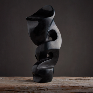 Roland Black Marble Abstract Sculpture – Stunning Modern Art Piece That Transforms with Every Angle