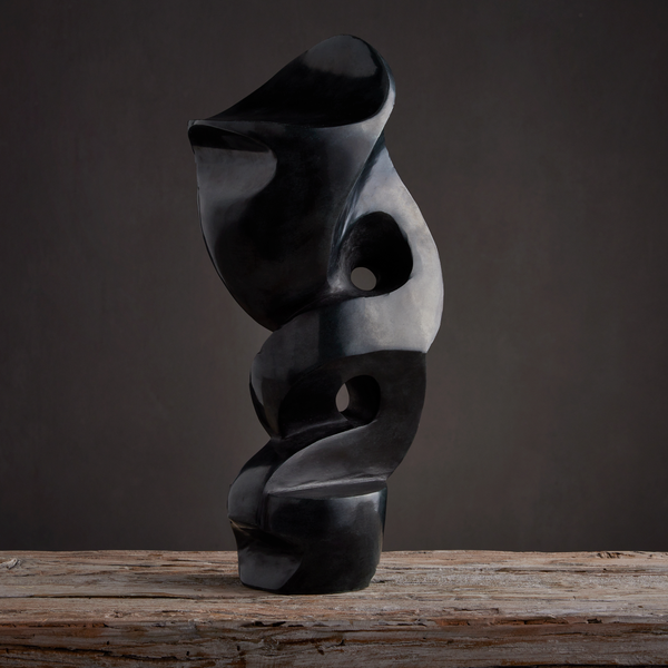 Roland Black Marble Abstract Sculpture – Stunning Modern Art Piece That Transforms with Every Angle