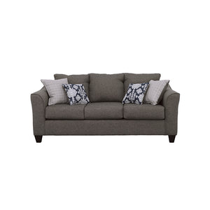 English Elm Ralston Charcoal Grey Sofa with Pillow — Traditional Flared Arms, Neutral Warm Fabric, Espresso Wood Finish B062P357832