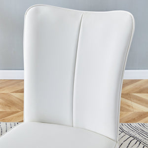 English Elm Table Set Extendable Round to Oval Wood Grain Top with Four White Pu Dining Chairs W1151S03962