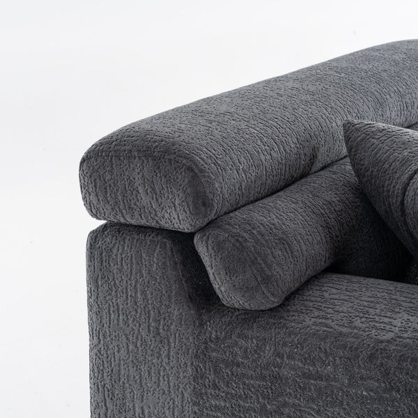 English Elm LY-029 Modular Gray Compression Sofa — 4-Seater L-Shaped Chenille, High-Density Foam, Elegant Comfort W2231S00021