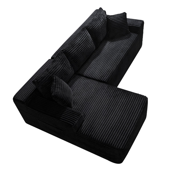 English Elm 106.3" Jumbo Corduroy L-shaped Sectional Deep Seat Sofa No Assembly Modern Living W5515S00038