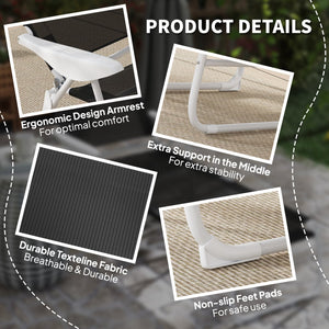 English Elm Outdoor Folding Chaise Lounge with Mesh Fabric Steel Frame and Adjustable Backrest T3971P445626