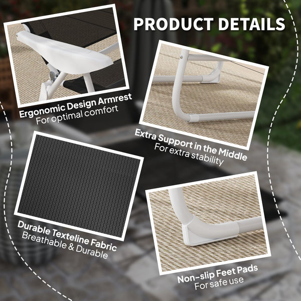 English Elm Outdoor Folding Chaise Lounge with Mesh Fabric Steel Frame and Adjustable Backrest T3971P445626