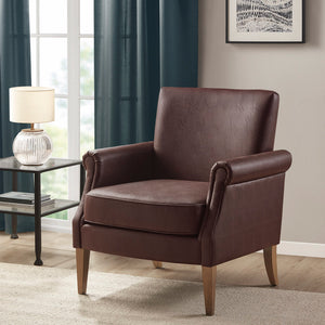 Madison Park Annika Traditional Faux Leather Accent Arm Chair MP100-1225 Brown