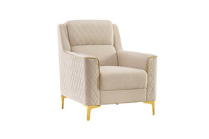 English Elm Lisa 3 Piece Upholstered Living Room Set with Quilted Back and Gold Leg Accents B009S02228