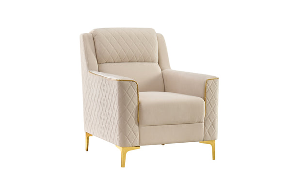 English Elm Lisa 3 Piece Upholstered Living Room Set with Quilted Back and Gold Leg Accents B009S02228
