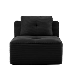 English Elm Armless Modular Sofa Seat Corduroy Upholstered Deep Cushion Living Room Lounge Chair Black W714P364687