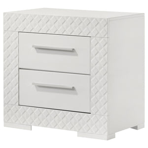 English Elm Pierce White High Gloss Nightstand with 2 Soft-Close Drawers Felt Lined Top Modern Bedside B062P378421
