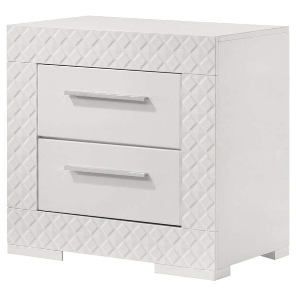 English Elm Pierce White High Gloss Nightstand with 2 Soft-Close Drawers Felt Lined Top Modern Bedside B062P378421