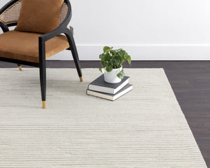 Sunpan Deva Hand-Woven Wool Rug - Artisan Crafted in Elegant Ivory and Beige, Unique Texture & Softness Ivory