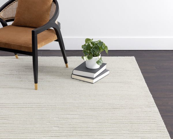 Sunpan Deva Hand-Woven Wool Rug - Artisan Crafted in Elegant Ivory and Beige, Unique Texture & Softness Ivory