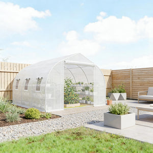 English Elm Garden Walk-in Tunnel Greenhouse with Galvanized Steel Frame and Uv-resistant Pe Cover White T3971P481639
