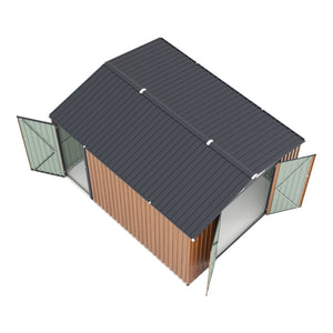 English Elm Campcraft Galvanized Steel Outdoor Storage Shed with Triple Lockable Doors and Vents W1598S00036