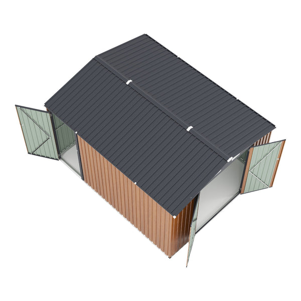 English Elm Campcraft Galvanized Steel Outdoor Storage Shed with Triple Lockable Doors and Vents W1598S00036