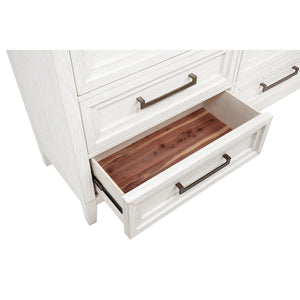 English Elm Inverness Six Drawer Farmhouse Dresser Distressed White Oak Veneer Brass Pulls B062P447818