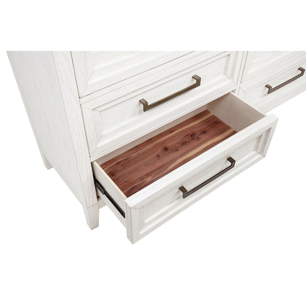 English Elm Inverness Six Drawer Farmhouse Dresser Distressed White Oak Veneer Brass Pulls B062P447818