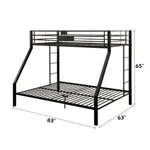 English Elm Limbra Sandy Finish Twin XL/Queen Bunk Bed with Metal Frame, Built-In Ladder, Full Guard Rail Durable Black 63 L x 19 W x 4 H B2726S00208