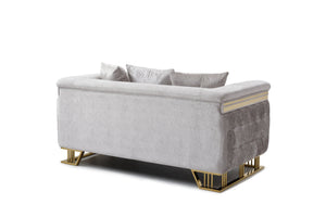 English Elm Rebecca Glam Tufted Loveseat with Gold Trim Shimmering Fabric and Hollywood Elegance B078P468202