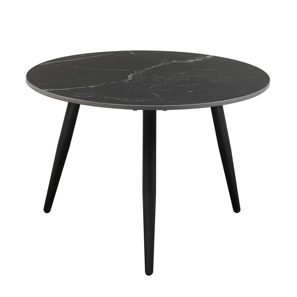 English Elm Modern Nesting Cocktail Tables 3-Piece Occasional Set with Sintered Stone Tops and Metal Legs, Compact Stylish Design Black 35 L x 35 W x 5.5 H B011P232142