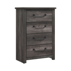 English Elm Gray 4-Drawer Storage Chest with Rustic Wood Finish, Compact 34"x17.5"x48" Organizer for Bedroom Gray 37.5 L x 21 W x 52.75 H B011P227526