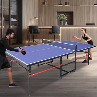 English Elm 8ft Foldable Ping Pong Table Aluminum Frame Indoor Game Set with Paddles Net Balls W1408P153471