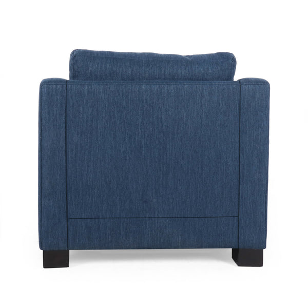English Elm Christopher Knight Home® - Upholstered Navy Blue Club Chair with Plush Polyester Fabric, Sloped Arms & Birch Legs — Luxe Comfort N758P268286B