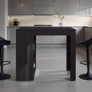 English Elm Norton Matte Black Kitchen Island Table with Four Open Shelves for Counter Height Seating B092P390618
