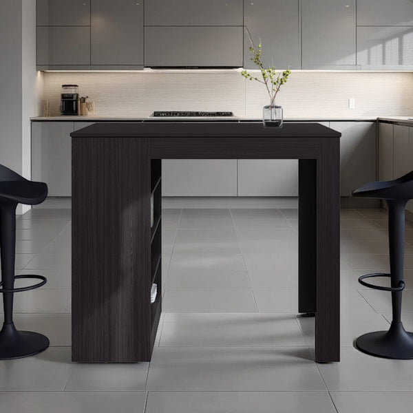 English Elm Norton Matte Black Kitchen Island Table with Four Open Shelves for Counter Height Seating B092P390618