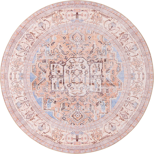 Unique Loom Timeless Judas Machine Made Medallion Rug Blue, Beige/Ivory 7' 7" x 7' 9"