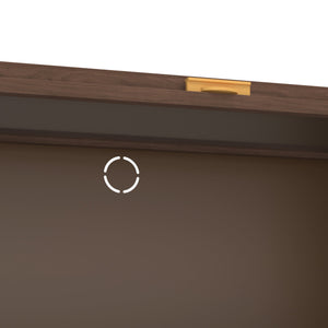 English Elm 44'' Tall Metal 3 Flip Doors Cabinet Walnut - Durable Steel Storage, Space-Saving Organizer for Home Office W3387P363518