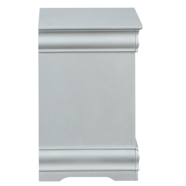 English Elm 1pc Classic Two-Drawer Nightstand with Brushed Nickel Pulls — Compact Wooden Bedside Storage, No Assembly Required Silver 18.5 L x 23.5 W x 27 H B2741P322606